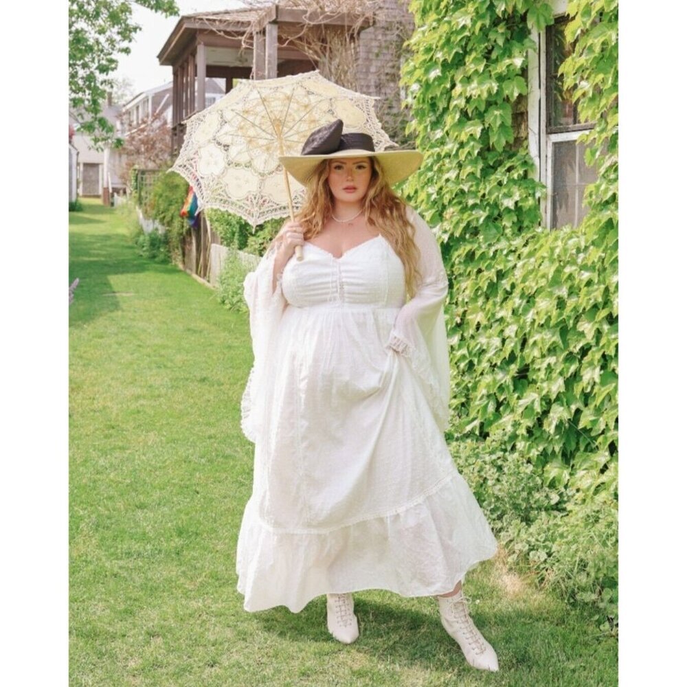 NWT GUNNE SAX for ModCloth Sunset Corselette Midi in Ivory Swiss Dot Dress 4X